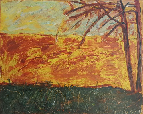 ציור נוף - סוף קציר חיטה​