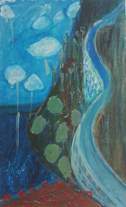 ציור נוף - אגם גרדה (מזונית)​