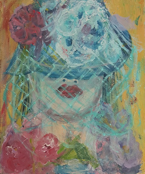 ציור פורטרט - נערה עם תחרה​