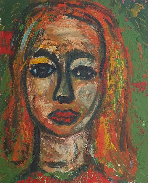 ציור פורטרט - האישה בכתום​