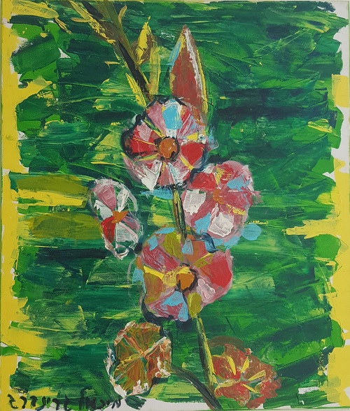 ציור פרחים - פרחים בירוק​