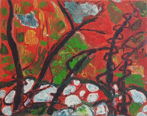 ציור פרחים - שלכת אמריקנית על נחל​